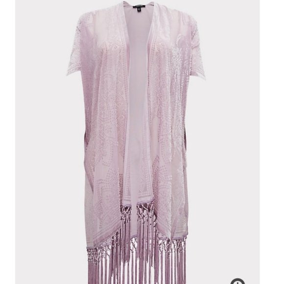TORRID - 1/2X Purple Floral Velvet Kimono
